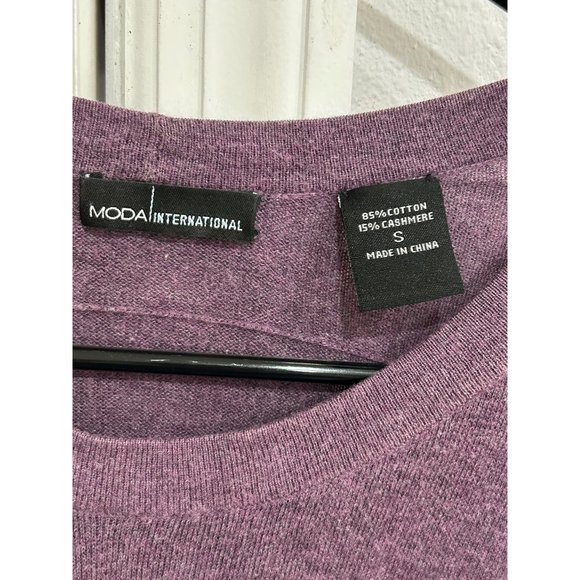 Moda International Purple Loose Fit Sweater Cashmere Blend Sz Small - Picture 5 of 8